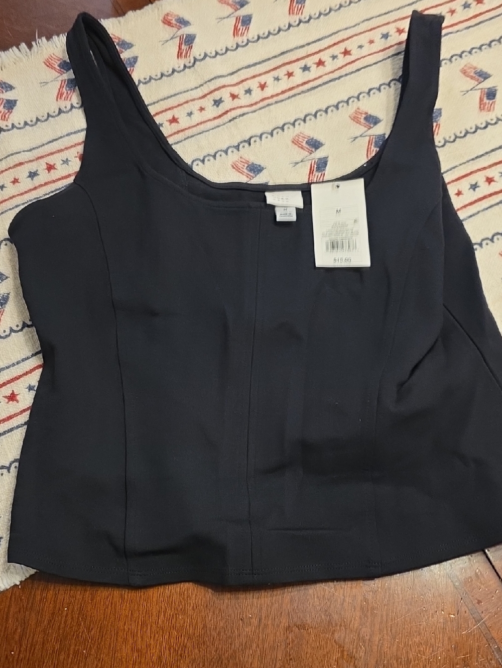 a new day Black Square-Neck Crop Tank Women's
